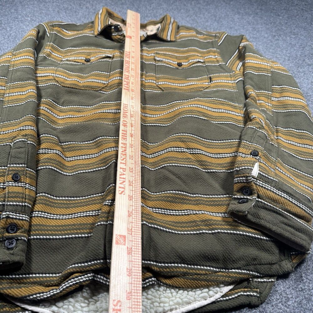 Burton Cole Sherpa Fleece Lined Heavy Jacket Shacket Green Yellow Men’s Medium - Picture 8 of 8